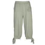 Crochet Flower Tie Linen Pant - Jade L xl
