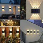 6 12 16 LED Solar Powered Up Wall Lamps 2-PIECE Outdoor Wall Lamps Suitable For Home Use Small External Lamps Nordic Style Light