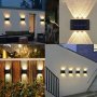 6/12/16 LED Solar Powered Up Wall Lamps 2-PIECE Outdoor Wall Lamps Suitable For Home Use Small External Lamps Nordic Style Lighting Decoration Suitable For