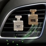Luxurious Rhinestone Car Perfume Bottle - Women's Car Air Freshener - Parfum N5 - 45MM 1.77IN X 29MM 1.14IN - Includes Aroma Sou