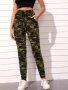 Camo Print Pants With Pockets Casual Tie Front Pants For Spring & Summer Women's Clothing