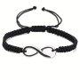 2pcs Infinity Symbol Black White Braided Rope Bracelet Set Adjustable Hand Rope For Couple Friend