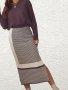 Elegant Sweater Two-piece Set Solid Long Sleeve Knit Sweater & Split High Waist Skirts Outfits Women's Clothing