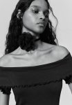 Ribbed Off-the-shoulder Dress - Black