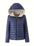 Solid Hooded Zip Up Coat Casual Long Sleeve Winter Warm Outerwear Women's Clothing