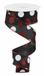 Craig Bachman Glitter Multi Dots Wired Edge Ribbon - 1.5" X 10 Yards Black