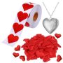 Gift Valentines Day Heart Confetti & Heart Stickers With Engraved Locket