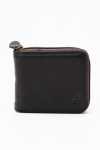 Genuine Leather Zip Around Bi-fold Wallet Black