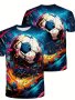 Trendy Colorful Football 3D Print Boys Casual Short Sleeve T-shirts - Comfortable & Stylish Tops For Summer - Ideal Gift