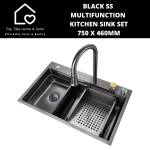 Black Stainless Steel Multifunction Kitchen Sink Set - 750 X 460MM