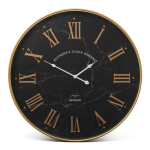 @home Wall Clock Black With Marble & Gold