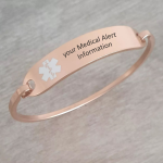 Maddison Personalized Medical Alert Bangle Rose Gold Stainless Steel 60MM Diameter Ready In 3 Days