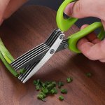 1PC Stainless Steel Kitchen Scissors Multi Layer Vegetable Scissors Green Onion Scissors With 5 Blabe Multifunctional Kitchen Cu