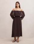 Elodie Off Shoulder Midi Dress - 18 Dark Chocolate