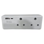 Flash Multiplug With USB Port White 230V