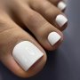 24PCS White Gloss Short Square Press On Toenails Fake Toenails Full Cover False Toenails For Women And Girls