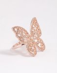 Rose Gold Statement Butterfly Ring - M l