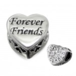 C63-C10413 - Sterling Silver Forever Friends Sparkle Heart European Bead