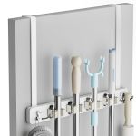 Lorbro Broom Holder Door Mount Over The Door Broom And Mop Holder With 2 Over Door Hooks Wood Broom Hanger Tool Rack Organizer F