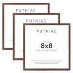 Puthiac 8X8 Solid Oak Wood Picture Frame Fits 4X4 With Mat Or 8X8 Without Mat Wall Or Tabletop Display With Stand Plexi Front 3