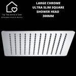 Large Chrome Ultra Slim Square Shower Head - 300MM