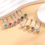 1PC Classical Belly Button Ring Inlaid Colorful Zirconia Simple Navel Nail Body Piercing Jewelry Decoration