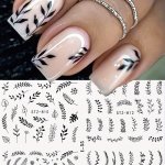 Fantasy Palm Leaf Flower Nail Stickers: 4 Pcs Black Water Transfer Decals For Diy Nails Manicure Tips And Decorations