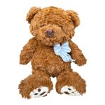 Plush Soft Toy 30CM - Brown Teddy Bear With Blue Bow