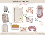 Cot Duvet Bedding Boho Daisy Llama Rainbow Set