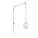Rondo Round Glass Pendant Light Black With In-line Switch