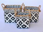 Bamboo Black & White Basket Rope Handle