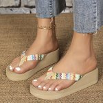 Women's Clip Toe Platform Sandals Casual Slip On Summer Shoes Comfortable Wedge Heeled Sandals