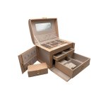 Faux Leather Jewellery Storage Box With Mirror