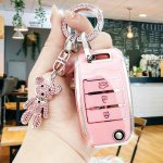 For Kia Car Key Fob Cover With Artificial Diamond Bear Key Holder Soft Tpu Key Case Shell For Kia K5 K3 KX3 For Cacarlike For