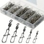 50PCS Premium Black Iron Fishing Swivels - Versatile Sizes 4 -12 For Ultimate Performance & Durability