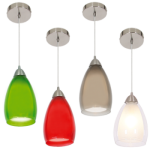 Satin Chrome Pendant With Double Glass – PEN044