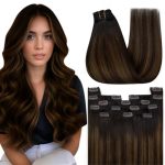 Youngsee 120G Ombre Hair Extensions Clip Ins Balayage Clip In Human Hair Extensions Dark Roots To Medium Brown Clip On Hair Exte