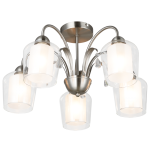 Satin Chrome With Clear Outer Glass And Frosted Inner Glass Light Fitting 5 X 40W Ses