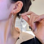 Sparkling Butterfly Decor Long Tassel Earrings For Girls Delicate Banquet Jewelry Gift