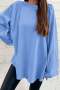 Beau Blue Solid Color Raw Seam Patchwork Baggy Sweatshirt - Beau Blue / XL UK14-16 SA38-40