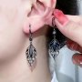 1 Pair Exquisite Hollow Black Leaf Dangle Earrings Stylish Bohemian Style Earrings For Girls