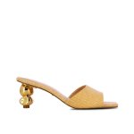 Sculptural Gold Heel Slip-ons -beige