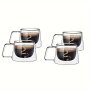 4PCS Glass Coffee Mugs 200ML Double-walled Espresso Coffee Cups Heat Insulated Water Cups Summer Winter Drinkware Birthday Gifts Dishwasher Safe