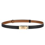 Fenldy Adjustable Thin Belts For Womens Skinny Belts For Dresses Womens Solid Color Alloy Turn Lock Belts For Jeans Black Belt G
