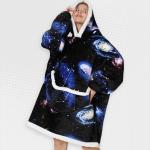 Adults Galaxy Print Oversized Plush Blanket Hoodie