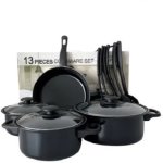 13 Piece Black Non-stick Cookware Set Non-stick Coated Stainless Steel