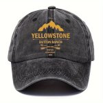 1PC Classic Washed Cotton Men's Yellowstone Dutton Ranch Baseball Cap Soft Top Sun Hat Athletic Style