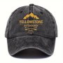 1PC Classic Washed Cotton Men's Yellowstone Dutton Ranch Baseball Cap Soft Top Sun Hat Athletic Style