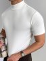 Solid Color Men's Slim Fit Short Sleeve Turtle Neck T-shirt Chic And Trendy Tops For Men Versatile For Summer Daily Leisurewear