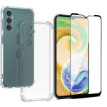 Shockproof Clear Pouch And 9D Tempered Glass Protector For Samsung A24 4G